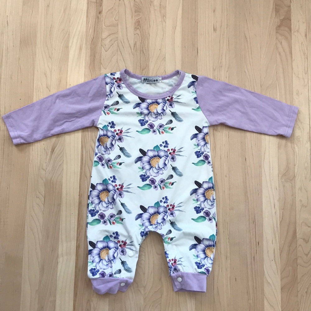 Floral silky romper baby girl